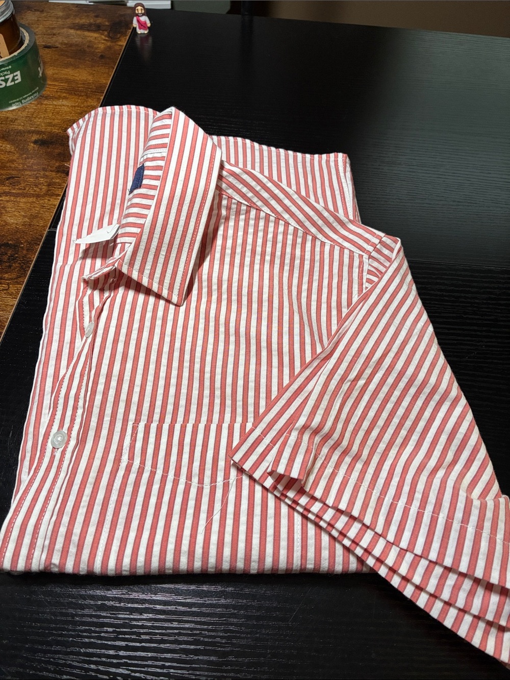 Men's Pink and White Striped Button-Down Shirt
